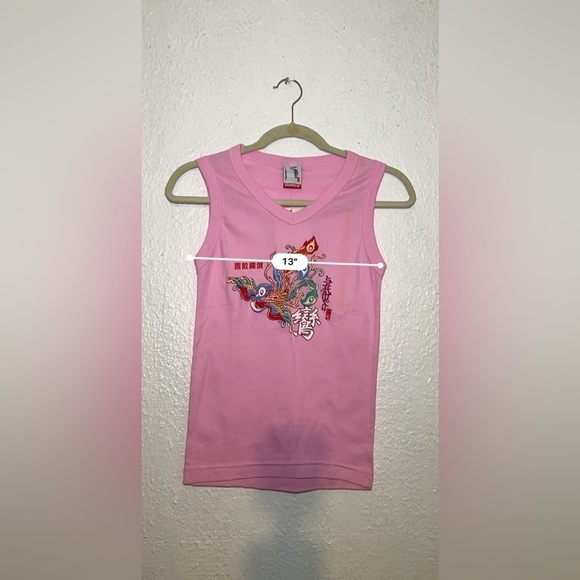NWT Stamco pink Asian writing tank top one size - Picture 4 of 8